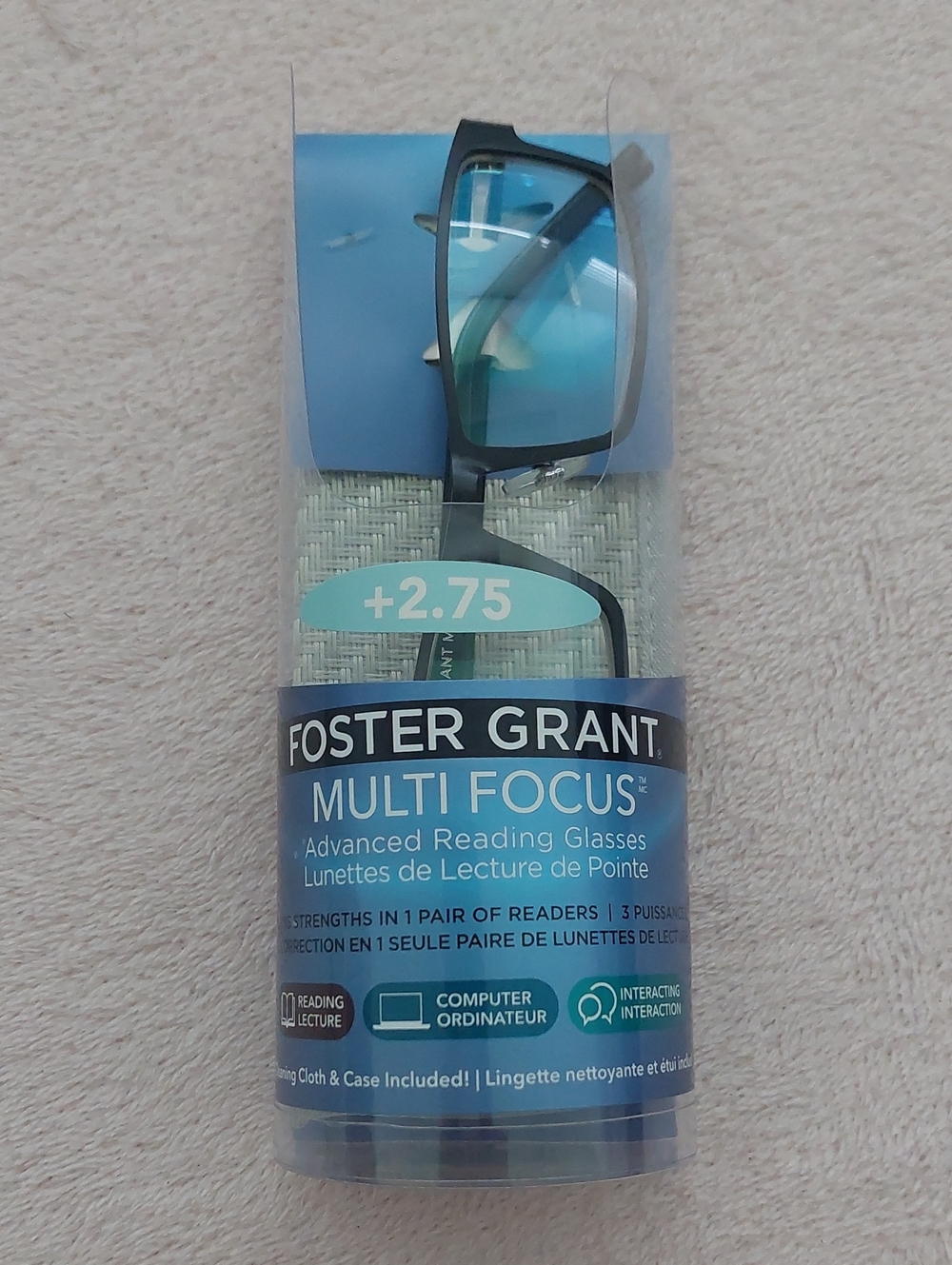 FOSTER GRANT MultiFocus "Sawyer" Advanced Reading glasses and Cloth&case NWT
